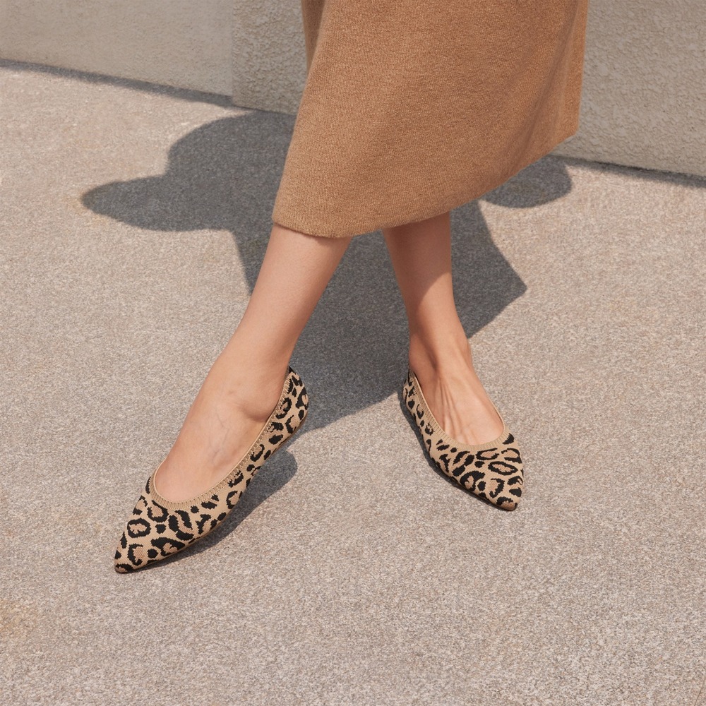 VIVAIA Aria 5º Pointed-Toe Knit Flats Dark Leopard | EU 40.5‎ / US 9-9.5